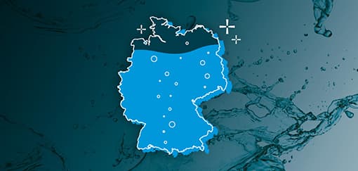 Deutschlandkarte gefüllt mit Wasser